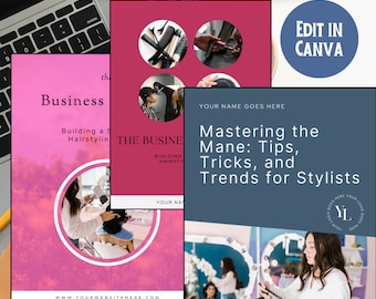 Hairstylist Ebook Cover Templates: Canva Hair Business Designs
