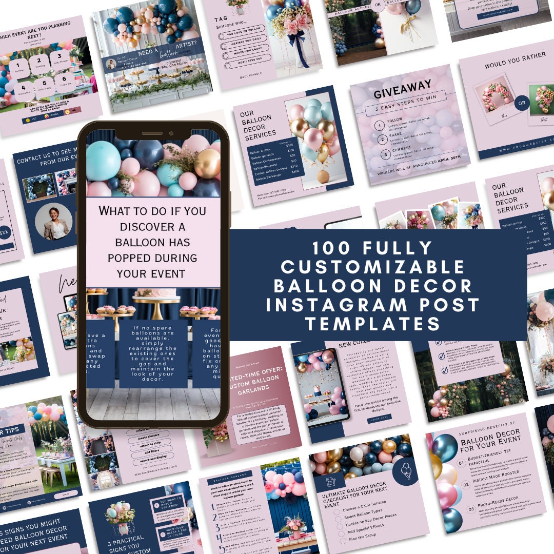 Balloon Decor Instagram Posts: Canva Template for Event Planners - Etsy