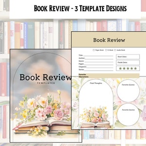 Book Review Templates | Printable Book Review PDF | Bookstagram Templates | Canva Free Version Templates | Monthly Reading | Book Journal