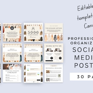Professional Organizers Social Media Posts | Canva Template Social Media Posts | Customizable Social Media Posts for Organizers