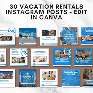 Airbnb Instagram Template - Editable Social Media Posts - Vacation Rental Marketing - Canva Template Vacation Home Marketing Posts
