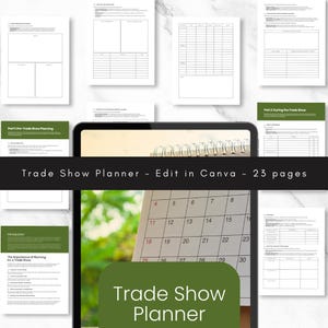 Trade Show Planner - Vendor Template - Trade Show Organizer Template | 23-Page Editable Planner for Pre, During & Post Event Planning