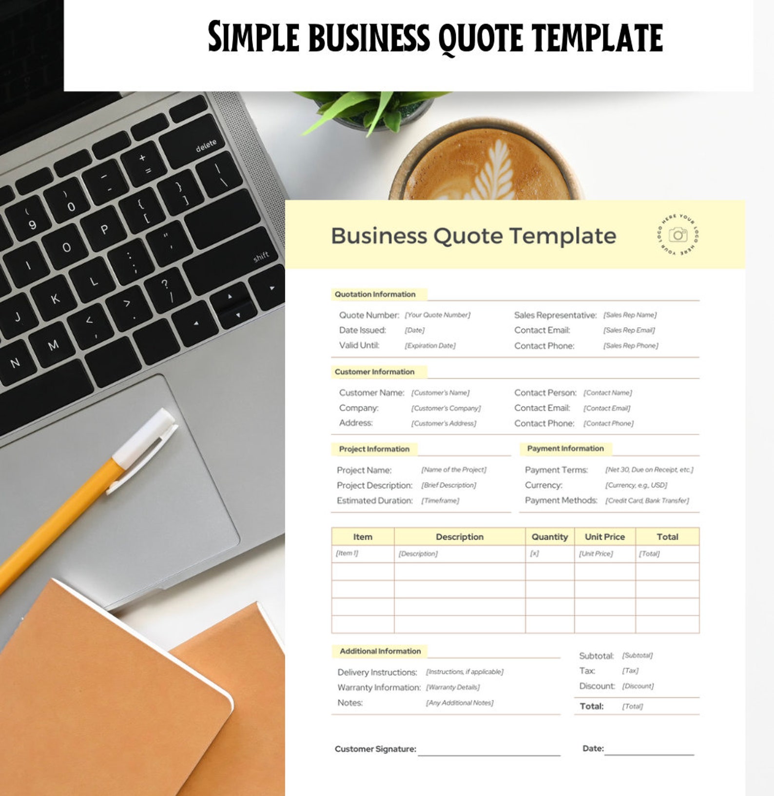 Editable Business Quote Template | Canva Template | Quote Template ...