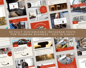Plumbing Instagram Post Templates: Editable Canva Content