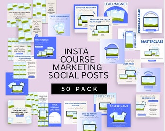 50 Canva Social Media Post Mockups: Course Creator Templates (Digital Product)