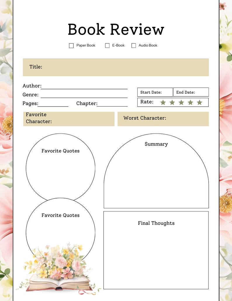 Book Review Templates | Printable Book Review PDF | Bookstagram ...