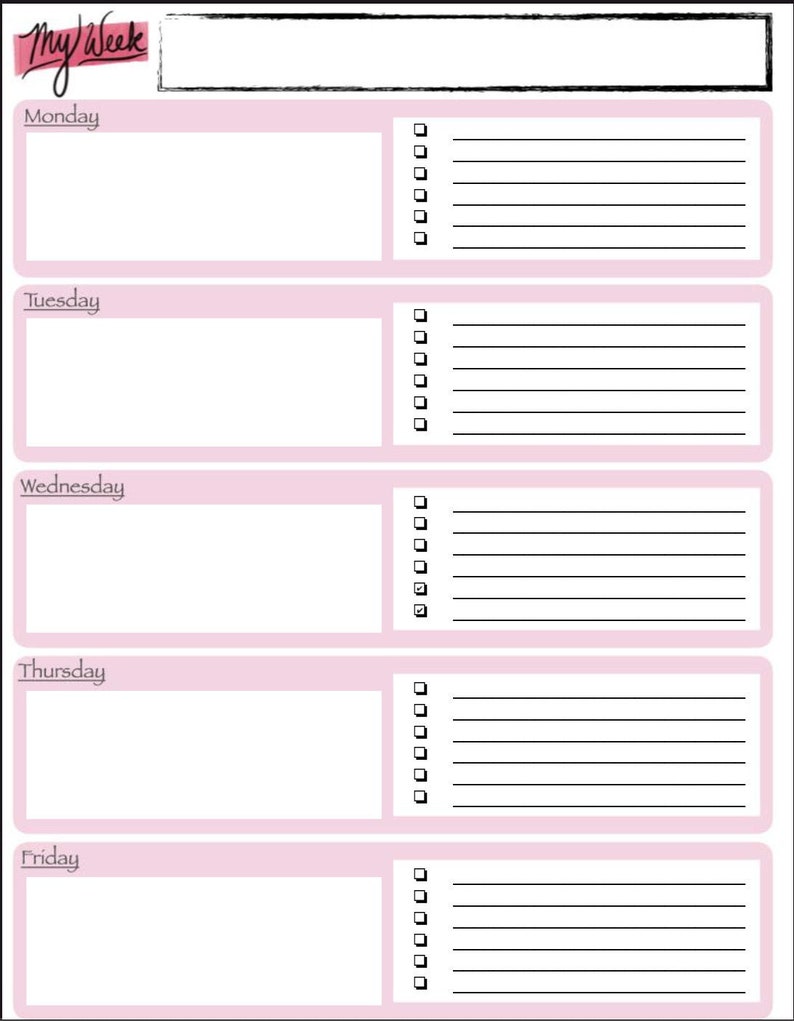Printable Weekly Planner Page PDF Handwrite Tasks or Use With GoodNotes image 1