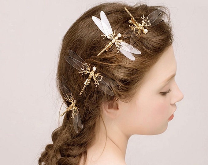 Big Dragonfly Hair Clip Hair Jewelry Bridal Hair Bride Etsy
