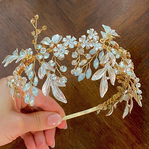 champagne wedding headpiece