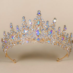 Iridescent Tiara , pride Rhinestone Crown, AB rhinestones quince crowns, gift for best friend, get well soon gift, rainbow gift, prom tiara