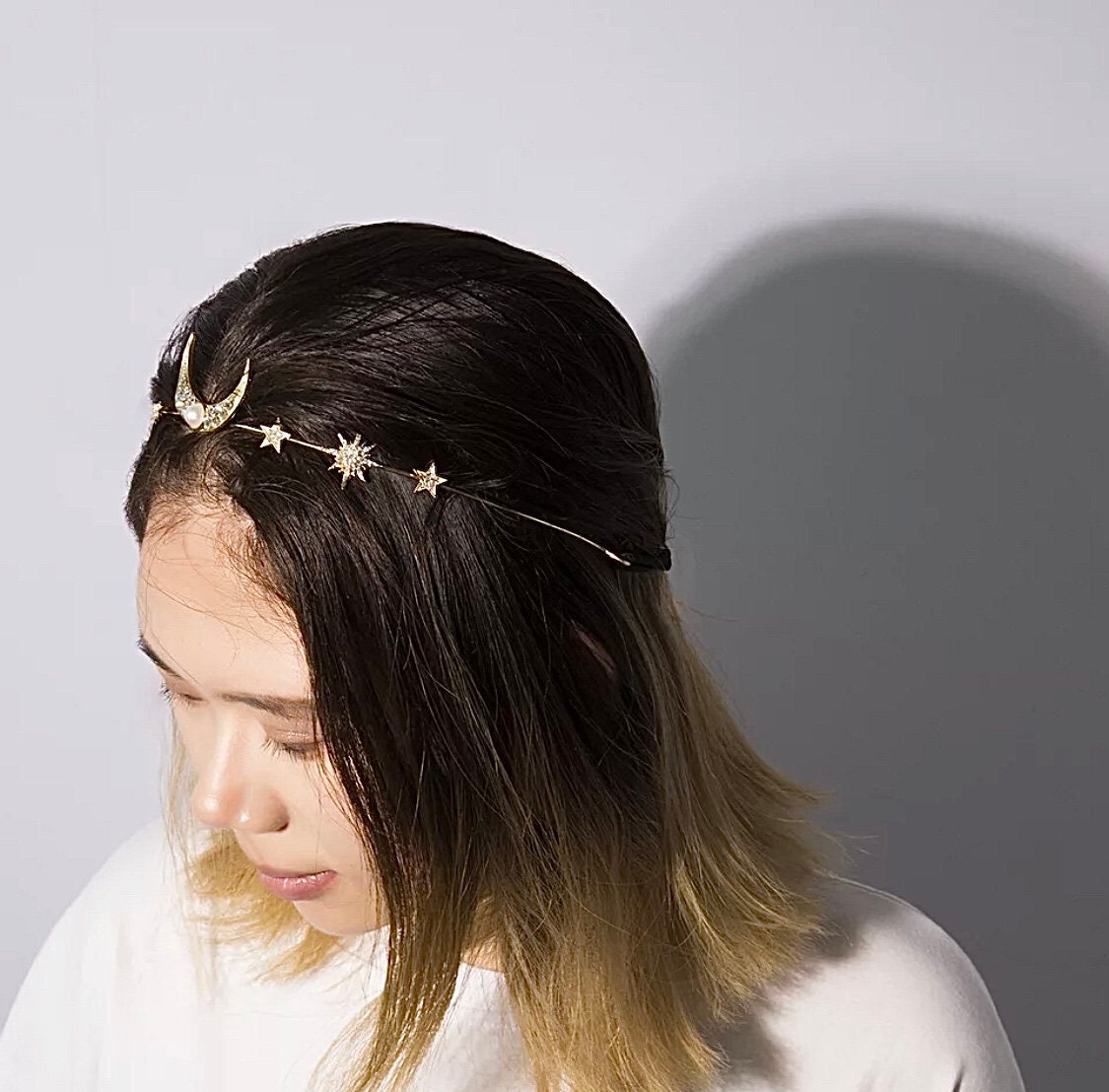 Moon and Stars Rhinestone Headband Etsy