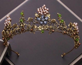 Wonderland Tiara - Floral -  Fairy - Bride - Wedding - Cosplay, Costume headpiece, Renaissance Faire, Birthday gift for girl, crowns, tiaras