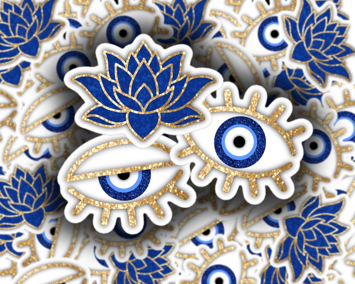 Evil Eye Sticker Pack Lotus Flower Evil Eye Vinyl Stickers Etsy