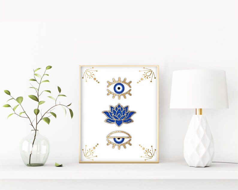 Evil Eye Lotus Flower Art Print Evil Eye Art Lotus Flower Etsy