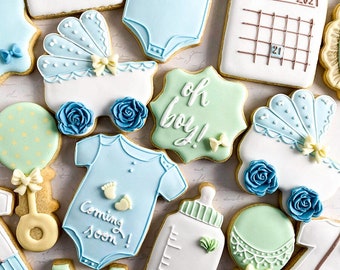 Baby Shower Cookies, Coming Soon baby shower cookies, baby boy cookies, girl cookies, Cute Gender reveal cookies, Baby cookie ONE DOZEN (12)