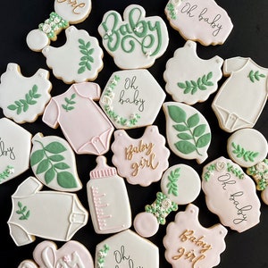 Baby Shower Cookies, Coming Soon baby shower cookies, baby girl cookies, Cute Gender reveal cookies, Baby cookies, ONE DOZEN (12)