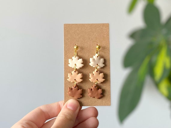 Polymer clay leaf earrings deals