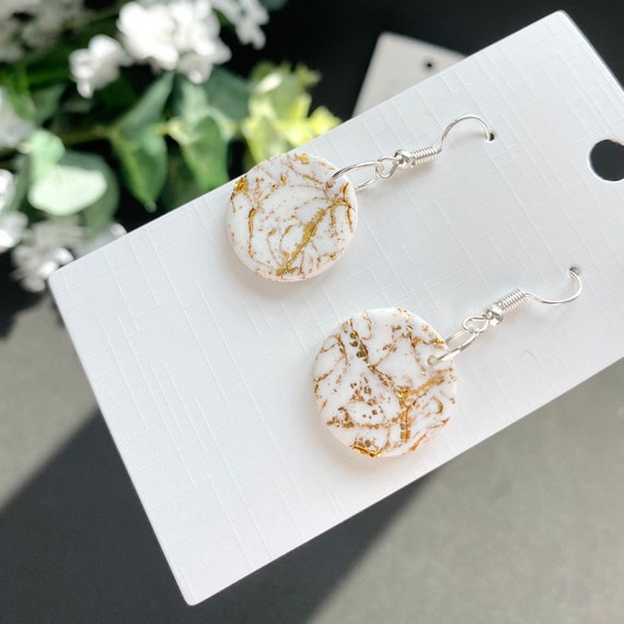 Polymer clay earrings with gold leaf outlet