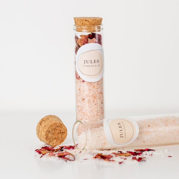 HIMALAYAN BATH SALTS with Dry Rose Petals Floral Therapeutic Cleansing Skincare Stress Relief Home Spa Bath Perfect Gift