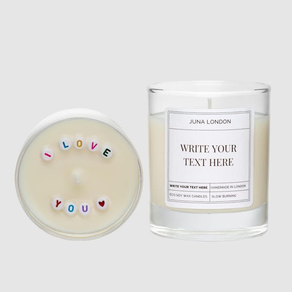 Personalized Letter Bead Soy Wax Candle – Handmade Scented Gift