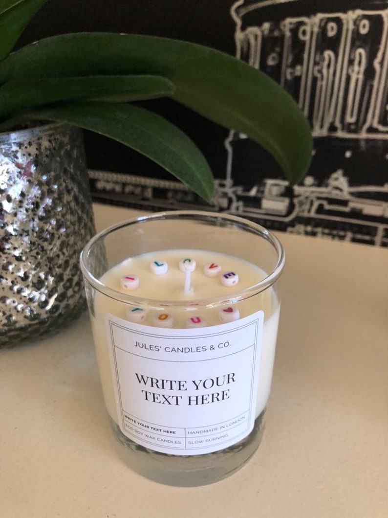 COLOURED LETTER BEAD Candle Eco Soy Wax Scented Etsy UK