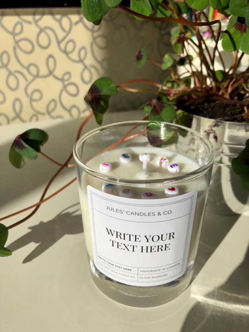 COLOURED LETTER BEAD Candle Eco Soy Wax Scented Etsy UK