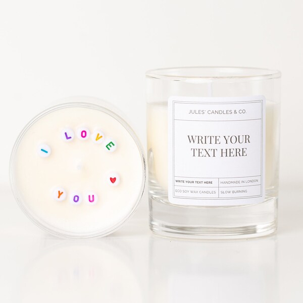 COLOURED LETTER BEAD Candle - Eco Soy Wax, Scented, Personalised Candle! Perfect Gift for Birthdays, Anniversary etc.