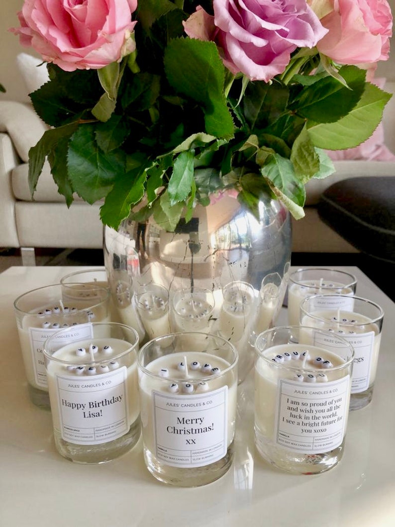 LETTER BEAD CANDLE Personalised Eco Soy Wax and Scented Etsy UK