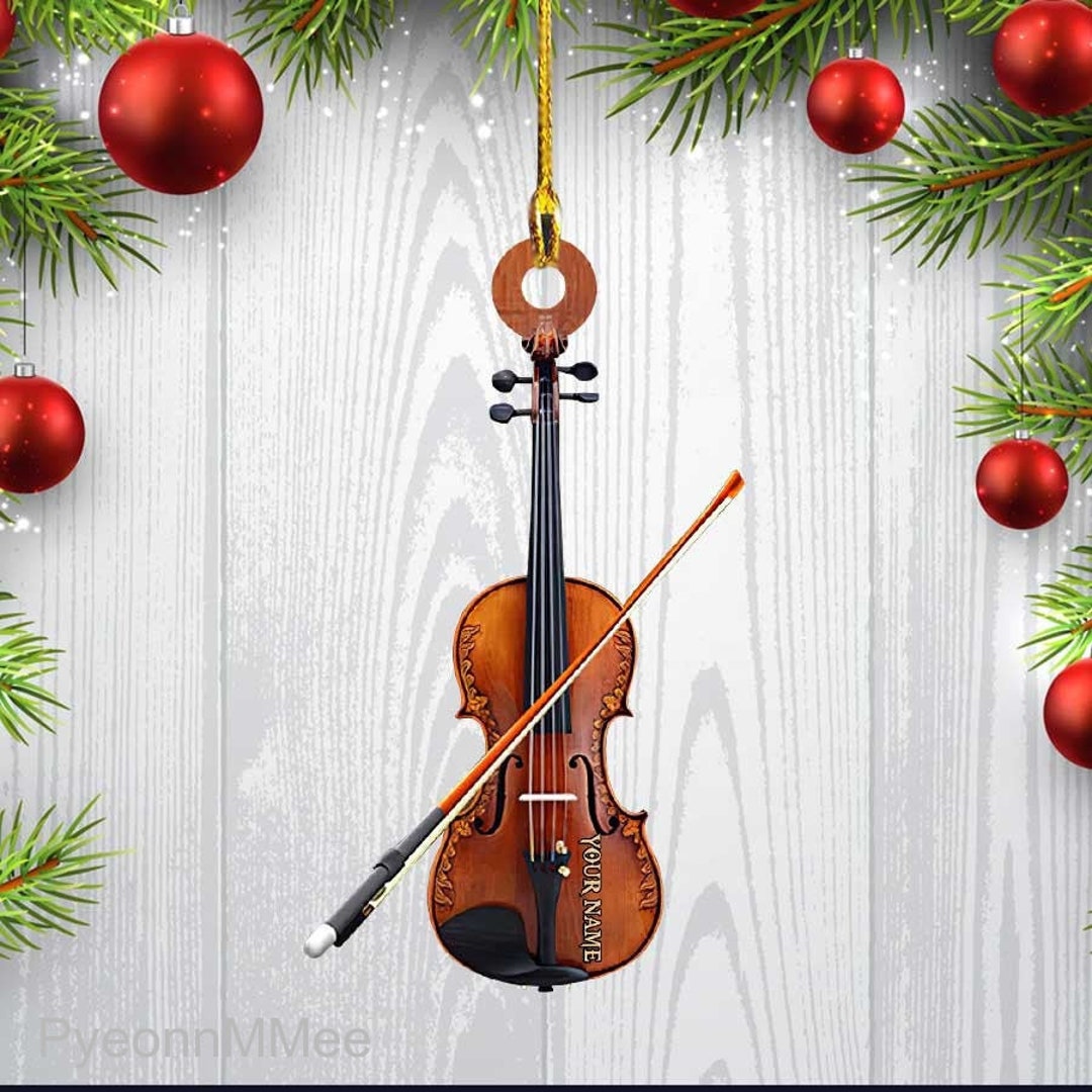 Personalized Violin Christmas Ornament, Custom Christmas Violin