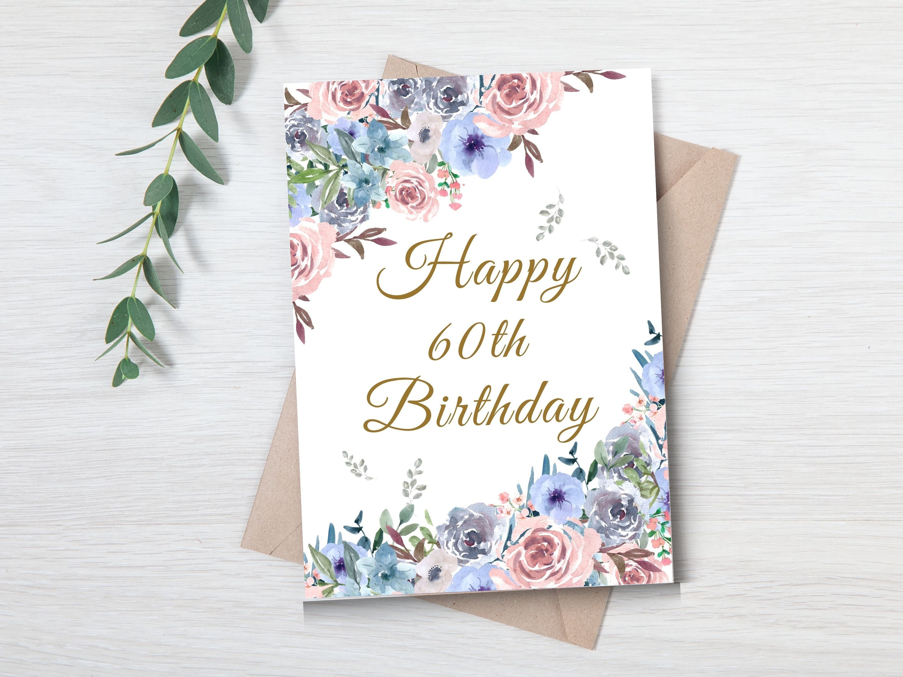 Printable 60th Birthday Card Happy Birthday Mom card For Etsy