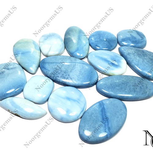 Pendant Beads Jewellery Making Loose Stone Blue Opal Cabochons Natural Blue Opal Cabochon Gemstone Blue Opal Healing Crystal for Earring