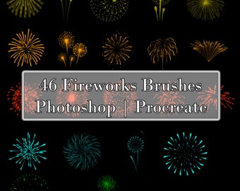 46 Pinceles de fuegos artificiales para Photoshop Procreate para ilustraciones diseño gráfico artes digitales o fotografía celebración año nuevo 4 de julio