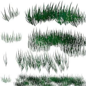 May include: A collection of digital illustrations of green grass, perfect for adding a touch of nature to your designs.