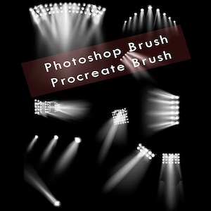 May include: A set of 9 Photoshop and Procreate brushes that create realistic spotlight effects. The brushes are designed to create a variety of spotlight effects, from soft and diffused to sharp and focused.