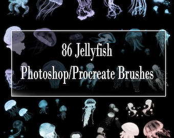 86 pinceles de medusas pinceles para procrear en Photoshop para diseño gráfico de arte digital y edición de fotografías