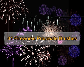41 Procreate Fireworks Brushes pincel de bengalas para ilustraciones, diseño gráfico, artes digitales o fotografía celebración del 4 de julio de año nuevo