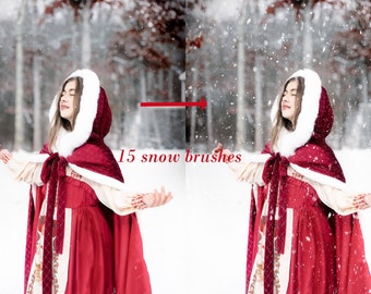 15 pinceles de caída de nieve para Photoshop Procreate para diseño gráfico de arte digital y edición de fotografías