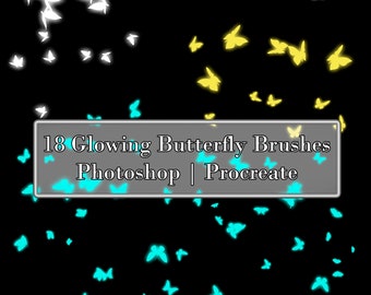 18 pinceles de mariposas brillantes, pinceles de luces de hadas, luces de ensueño, Photoshop, Procreate para arte digital, diseño gráfico y edición de fotografías