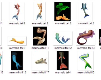 Cola de sirena PNG superposición total 18 colas de sirena para componer fotos de Photoshop