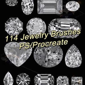 114 diamond Jewelry Brushes Necklace brushes Rhinestone brushes chain Photoshop or Procreate for dance photography background graphic design