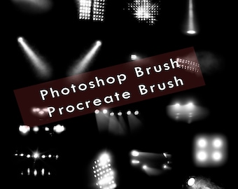 16 pinceles de luz puntual para Photoshop Procreate, pinceles de luces de escenario, pinceles de luces de estadio, pinceles de luces de inundación para fotografía deportiva, fondo deportivo