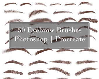 50 pinceles para cejas de Photoshop, pinceles para cejas de Procreate, sellos para cejas de Photoshop para retratos digitales, fotografías de rostro o pinturas digitales