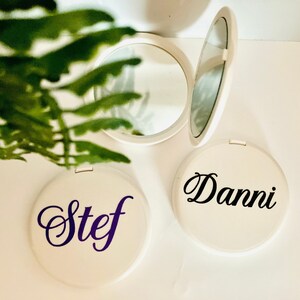 Bridal Party Compact Mirror Gift | Bridesmaid Gifts | Custom Name Mirror Gifts | Wedding Party Compact Mirrors | Double Sided Mirror Gift