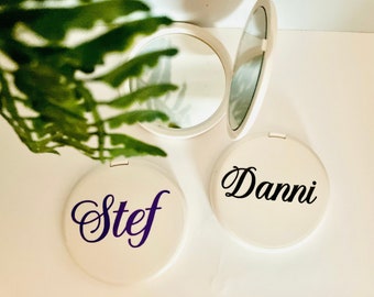 Bridal Party Compact Mirror Gift | Bridesmaid Gifts | Custom Name Mirror Gifts | Wedding Party Compact Mirrors | Double Sided Mirror Gift