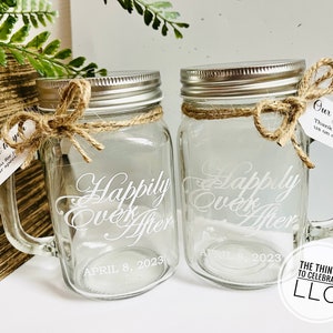 Farmhouse Wedding Jars | Set of 12 | Rehearsal Dinner Mason Jars| Personalized Jars with Lids | Personalized Mason Jar Mugs | Jars with Tags
