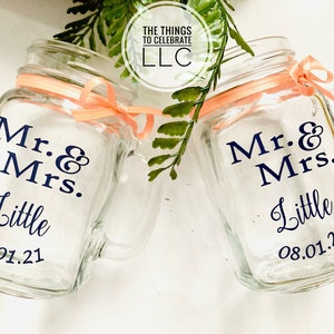 Wedding Jars | Set of 12 | Rehearsal Dinner Jars | Bridal Shower Jars | Wedding Favors | Personalized Wedding Jars | Wedding Glass Cups