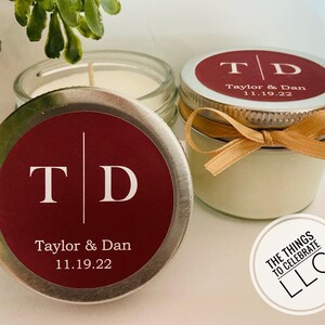 Custom Wedding Favor Candles | Set of 12 | Personalized Wedding Candles | Wedding Candle Favors | Bulk Wedding Favors