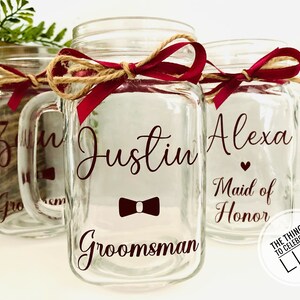 Bridal Party Jars | Bridesmaid Jars | Maid of Honor Jars | Bridal Party Cups | Bridesmaid Cups | Mason Jar Mugs