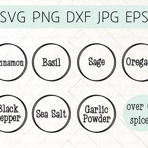 Round Spice Labels Bundle Cut File, Seasoning Jar Labels svg/png
