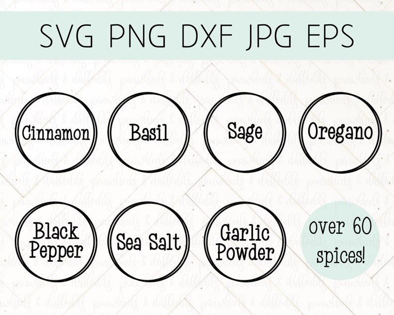 Round Spice Labels Bundle Cut File, Seasoning Jar Labels Svg/png Etsy